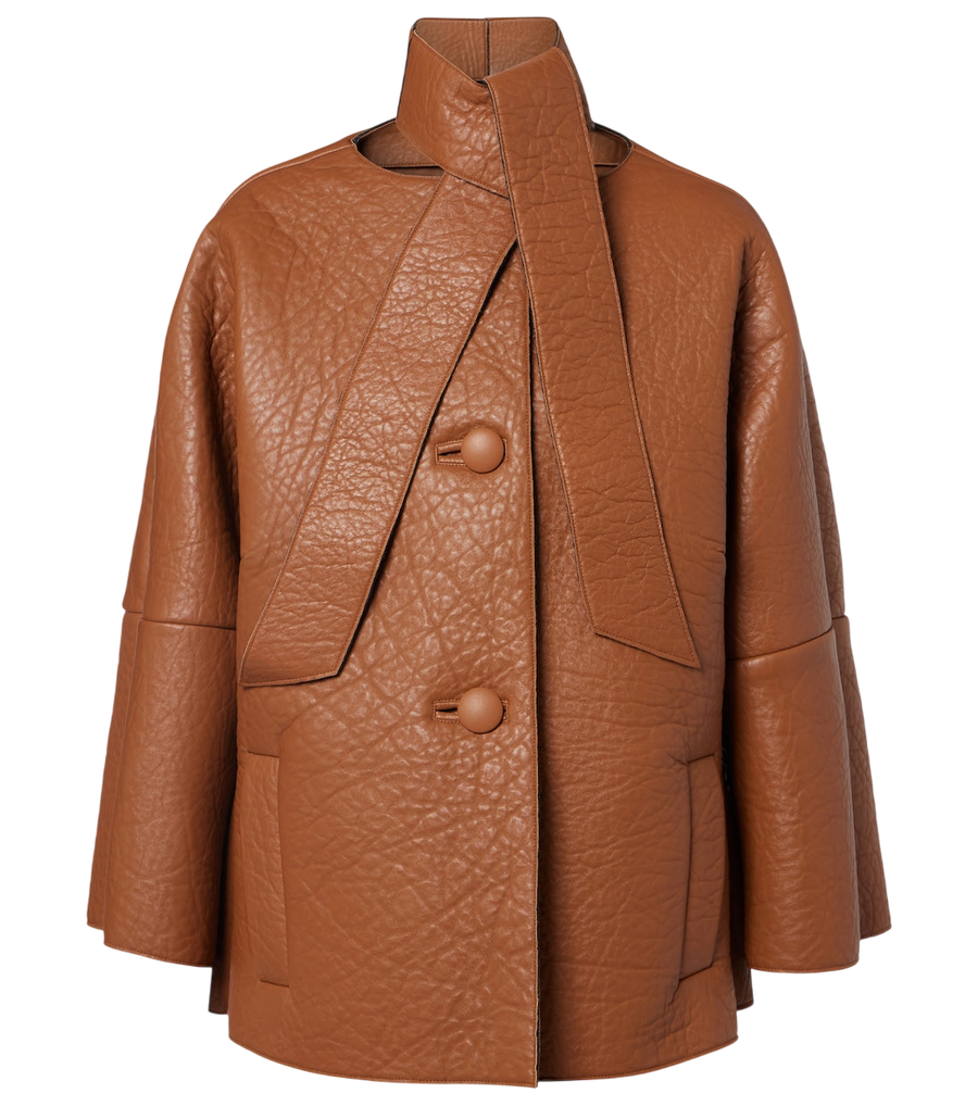 Prada Scarf-detail leather jacket
