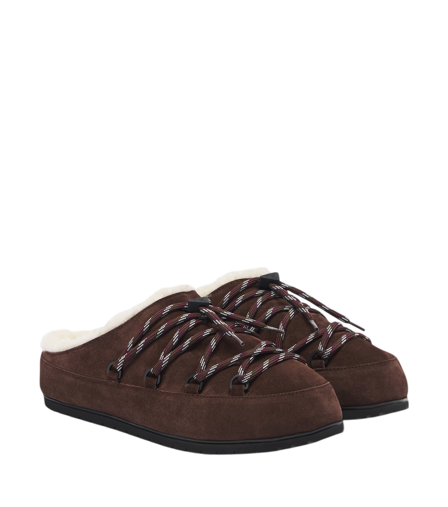 Prada Shearling-lined suede mules