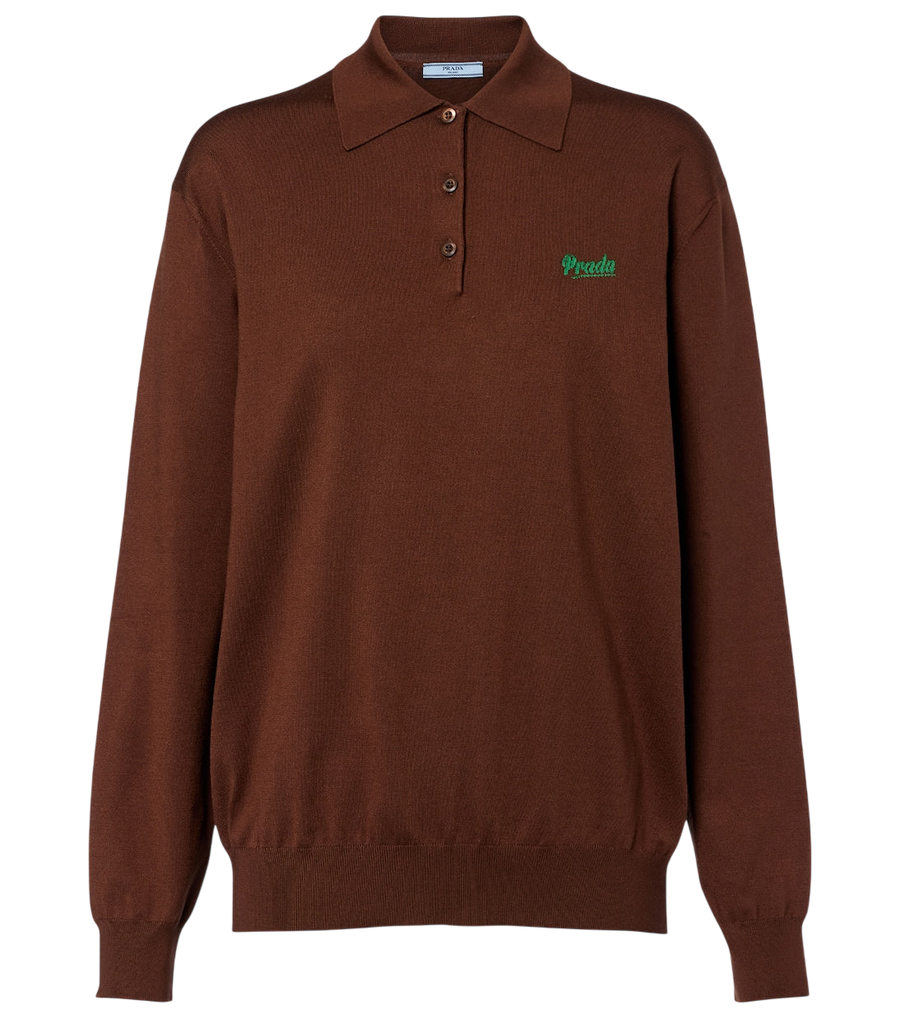 Suéter polo de mezcla de seda de Prada