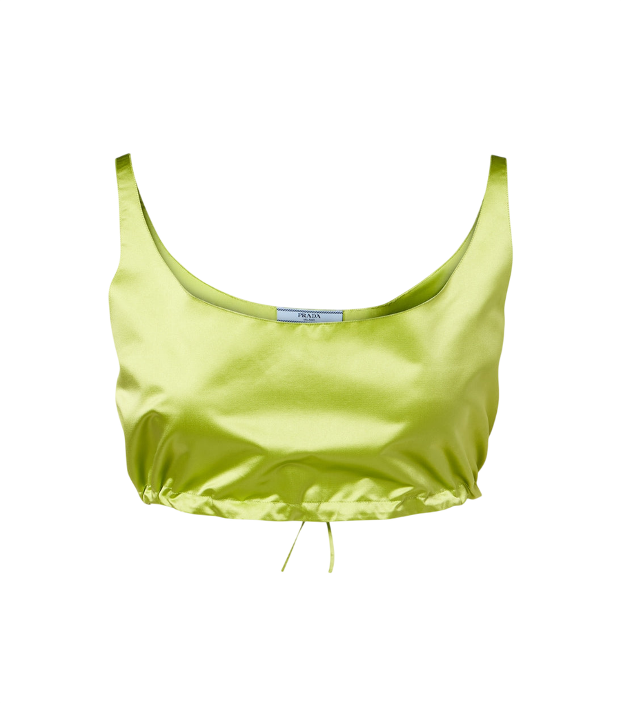 Crop top en satin duchesse de soie Prada