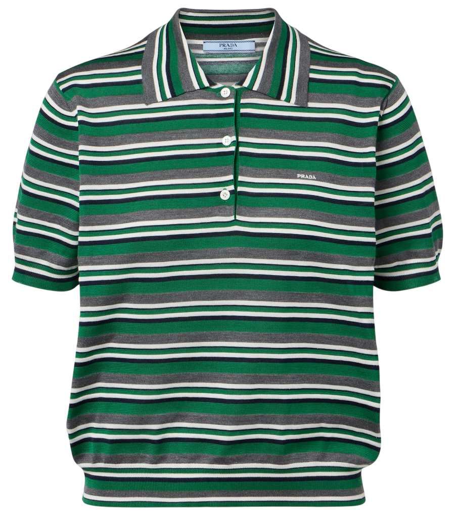 Prada Striped cotton and silk polo shirt