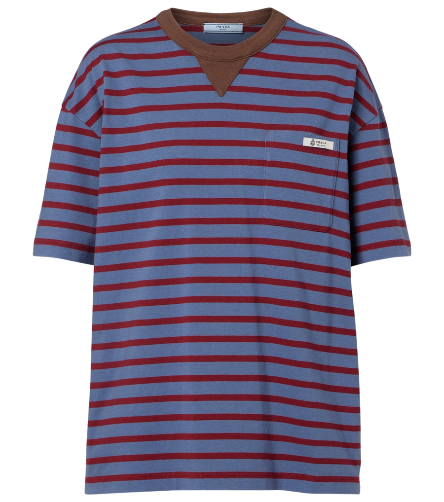 T-shirt en jersey de coton rayé Prada