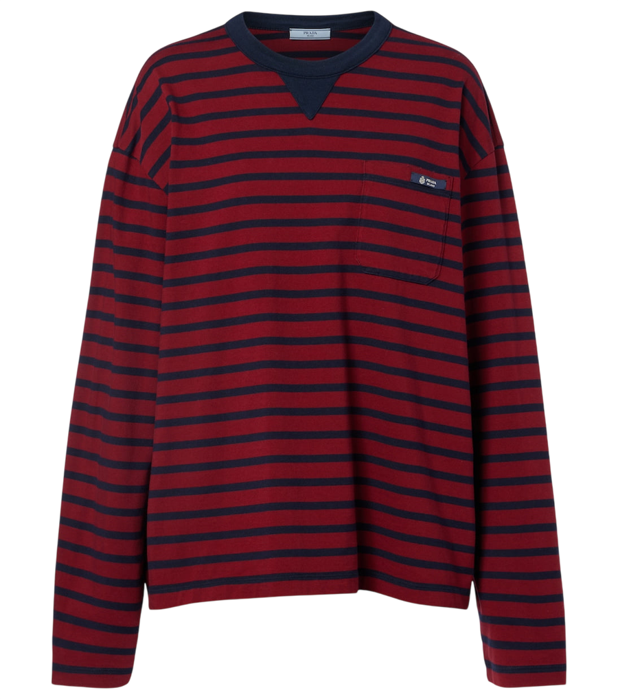 Prada Striped cotton jersey top