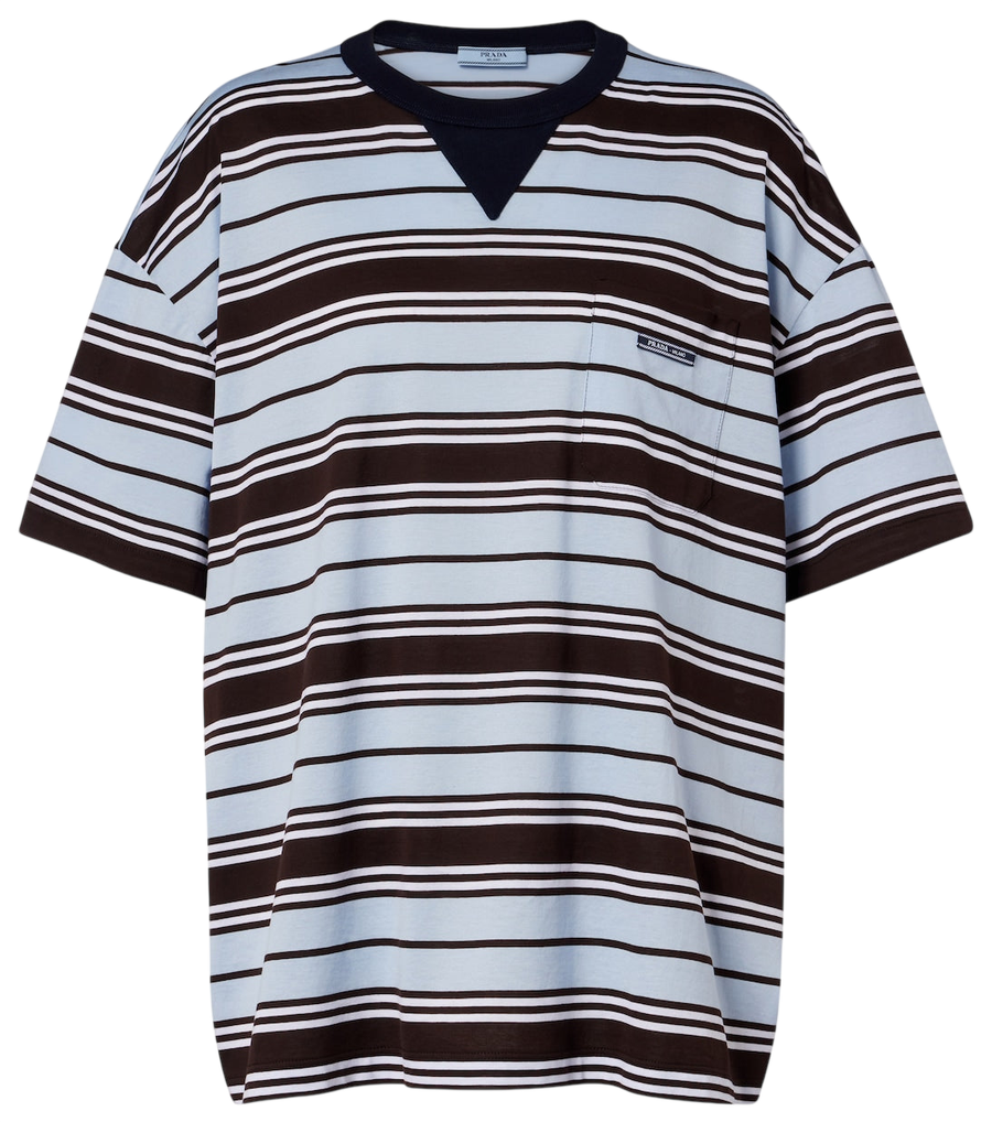 Camiseta de hilo de algodón a rayas de Prada