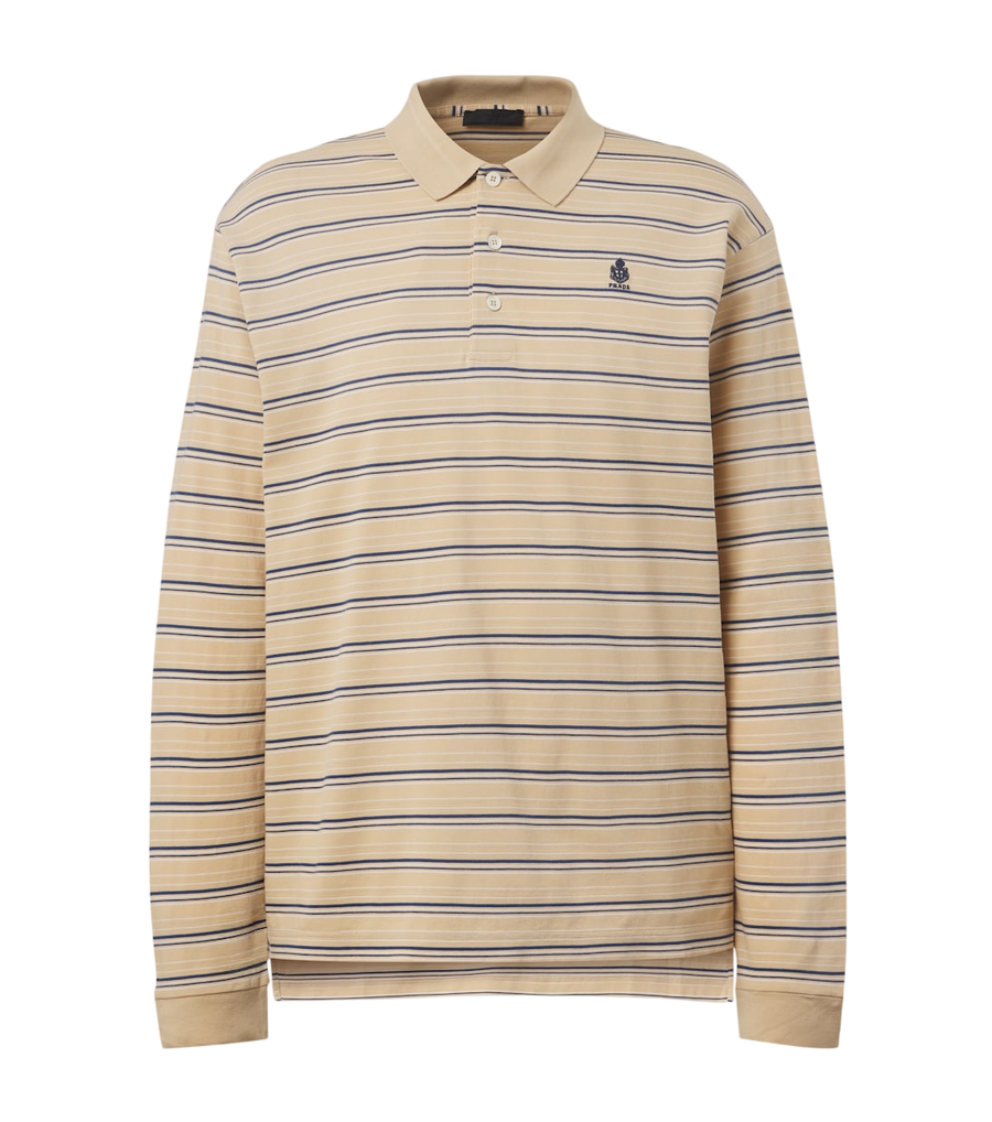 Prada Striped cotton piqué polo shirt