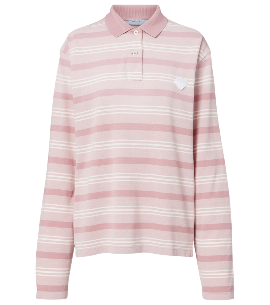 Prada Camisa polo listrada em algodão piqué