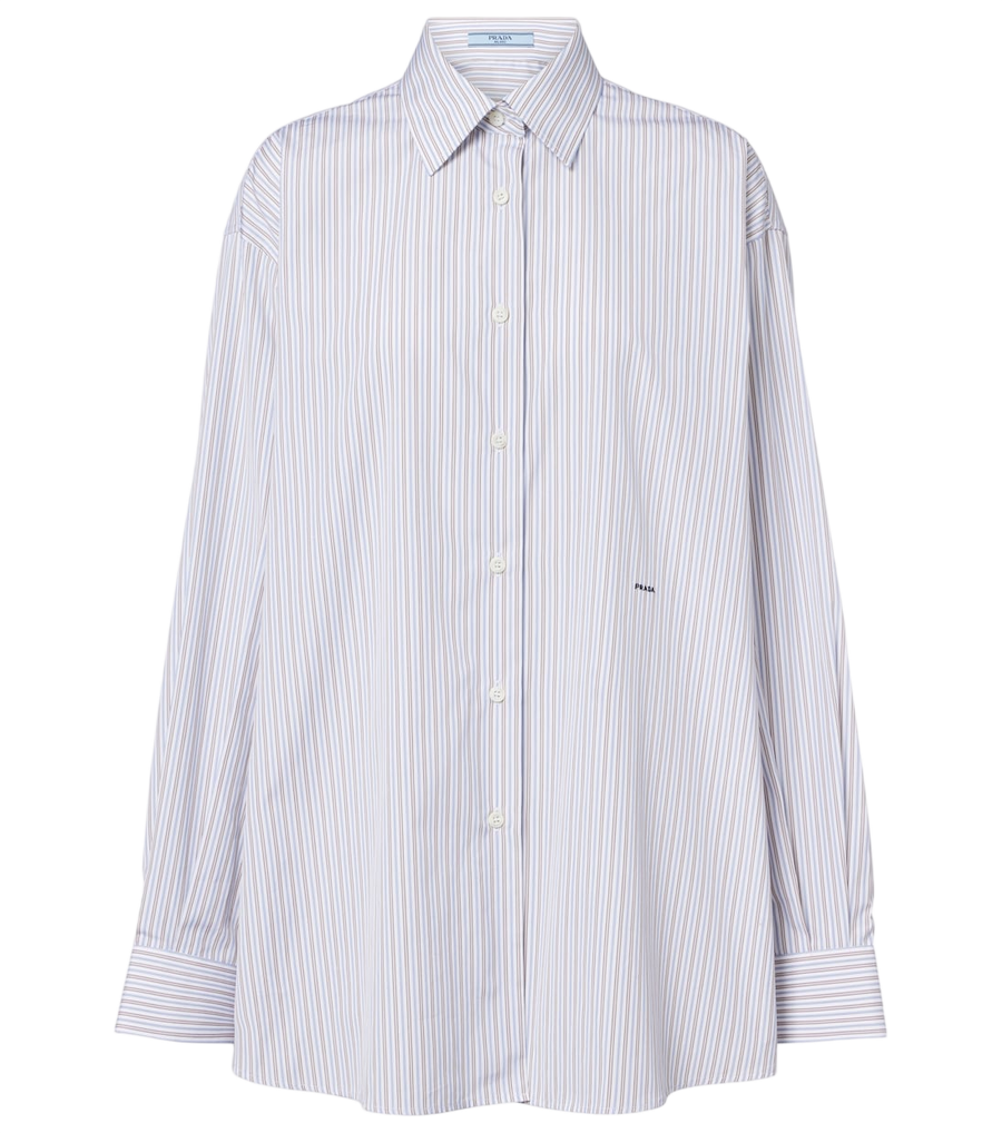 Prada Striped oversized cotton poplin shirt