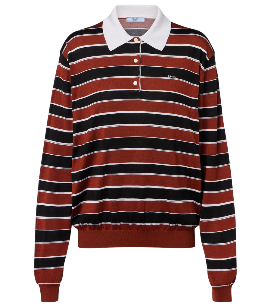 Prada Striped silk polo shirt