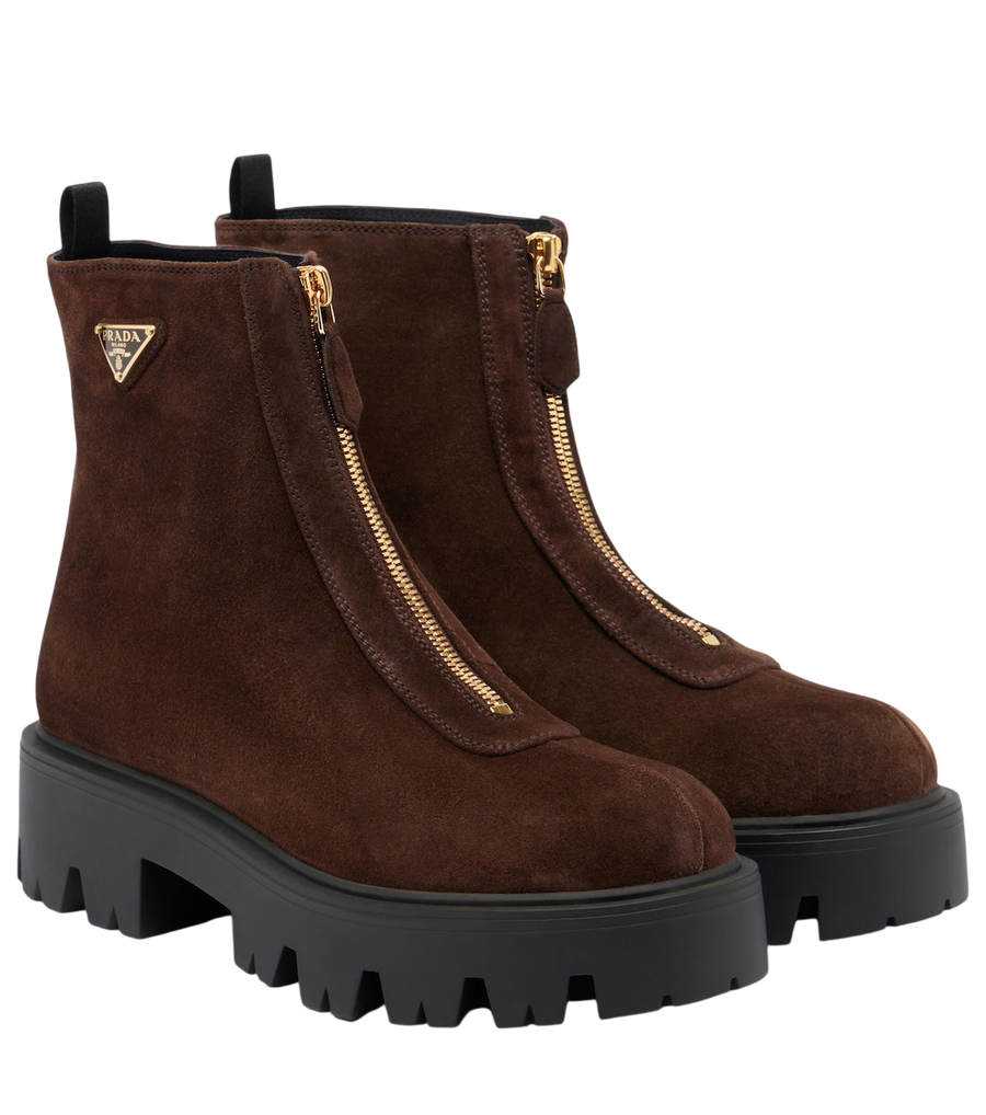 Prada Suede platform ankle boots