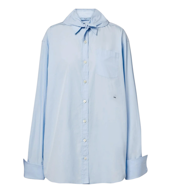 Prada Tie-neck cotton poplin shirt