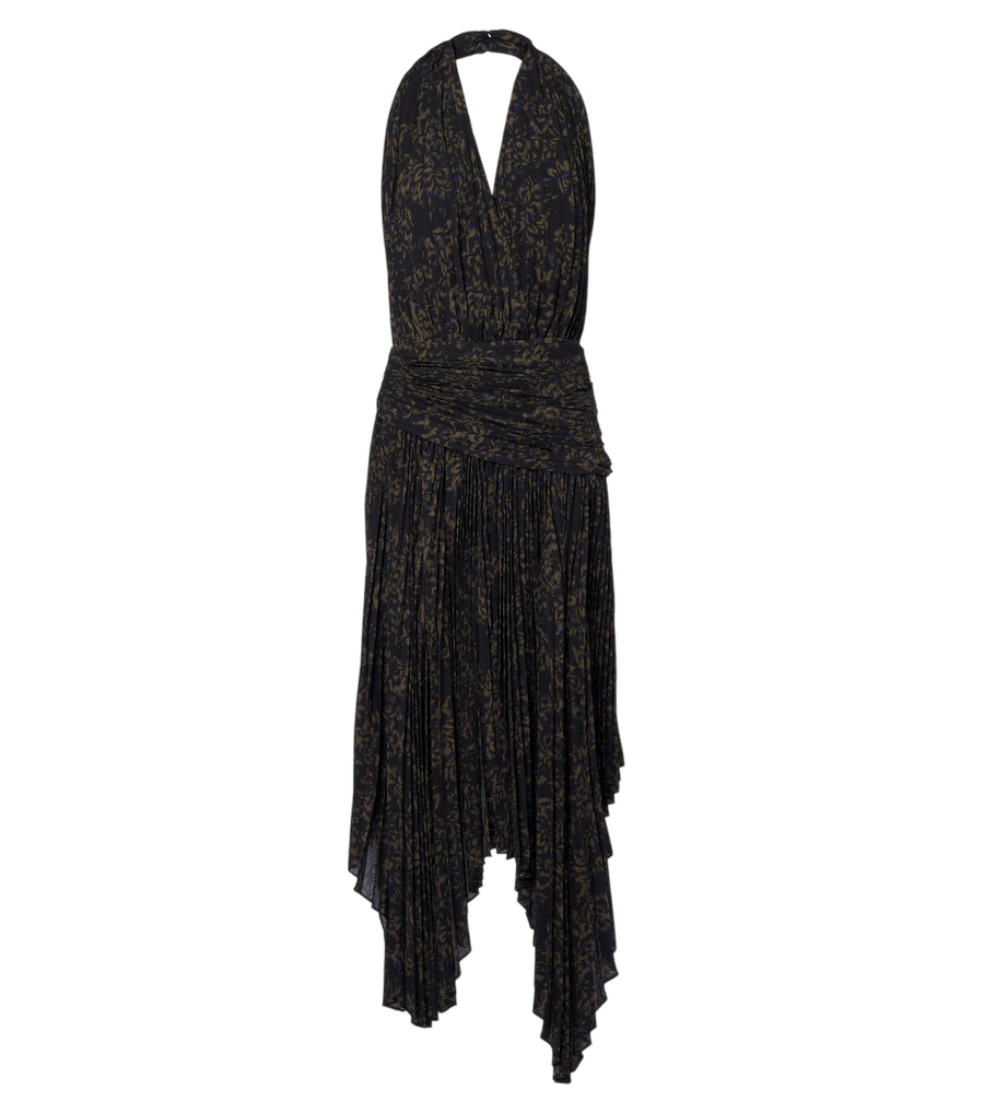 Robe midi drapée en georgette à fleurs Paulina de Proenza Schouler