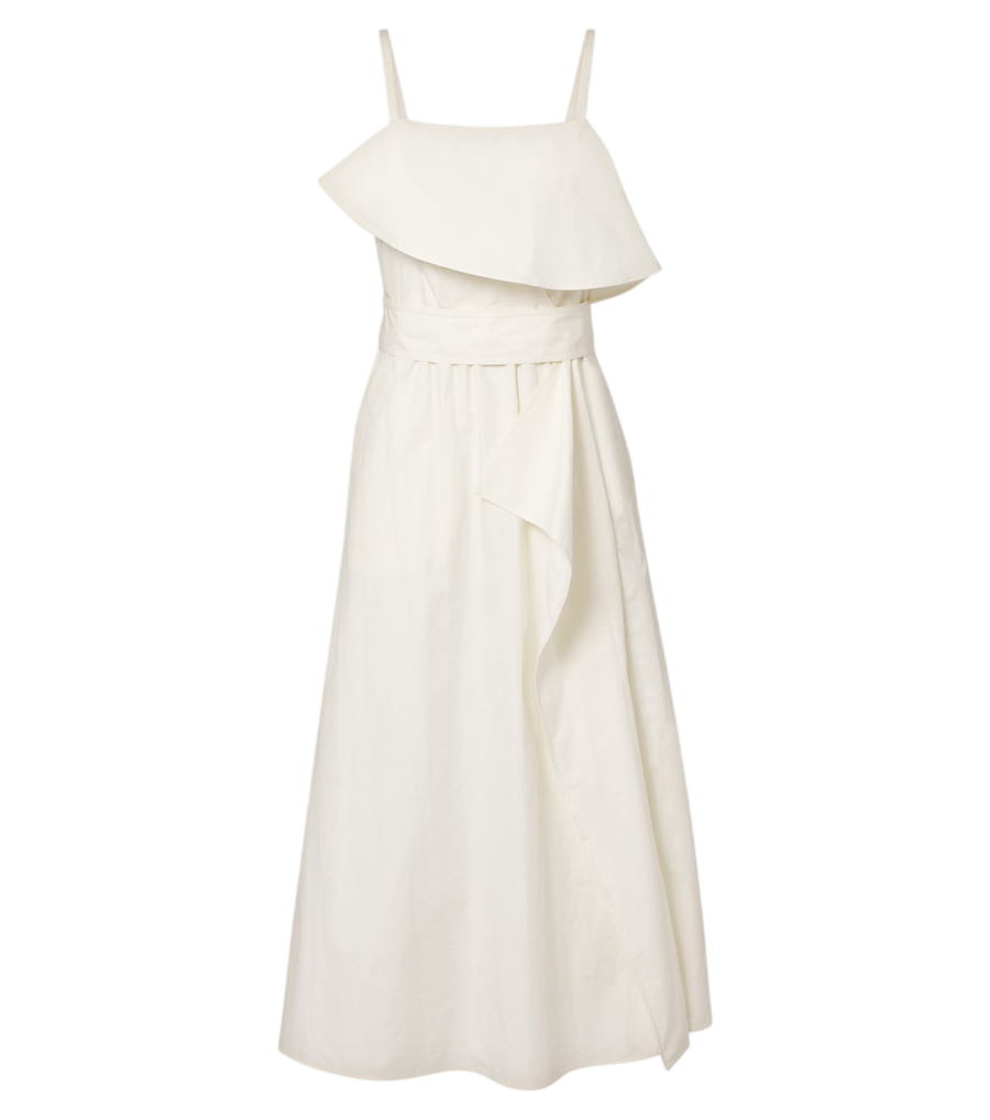 Vestido midi de mezcla de algodón con volantes Reign de Proenza Schouler