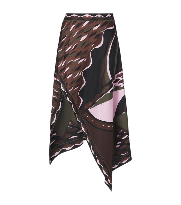 Jupe midi asymétrique en sergé de soie Pucci Dune