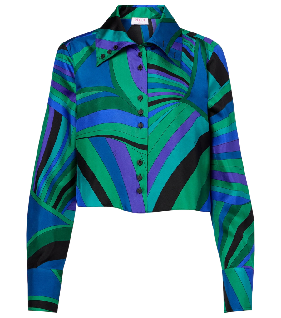 Chemise courte en soie Iride de Pucci