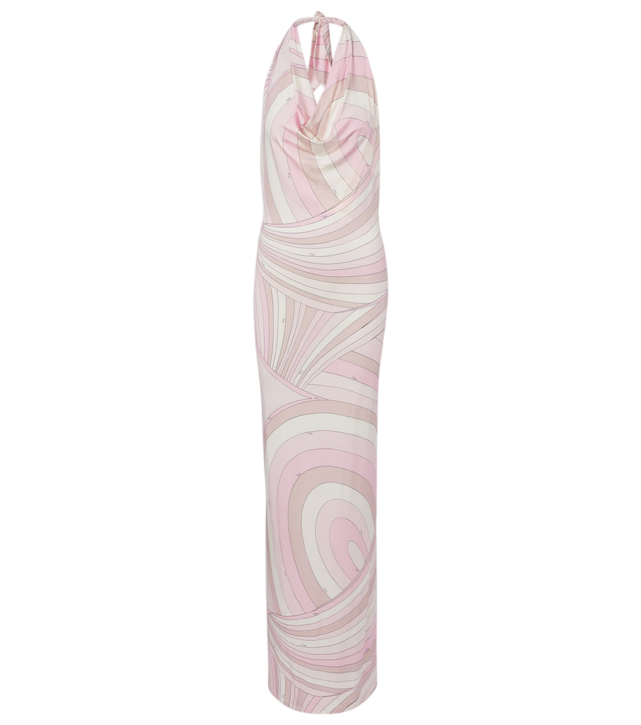 Pucci Iride halterneck satin jersey maxi dress