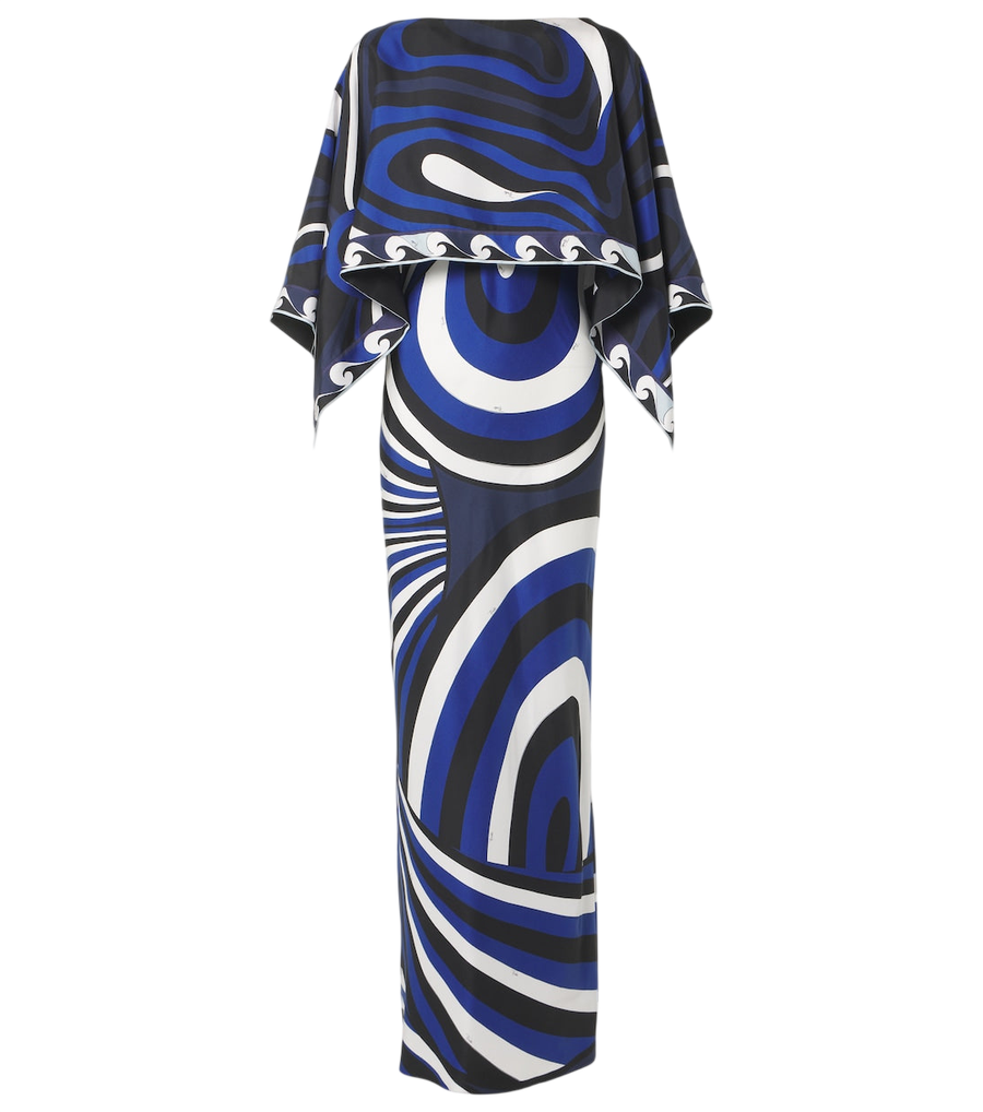 Pucci Iride silk slip dress and cape set