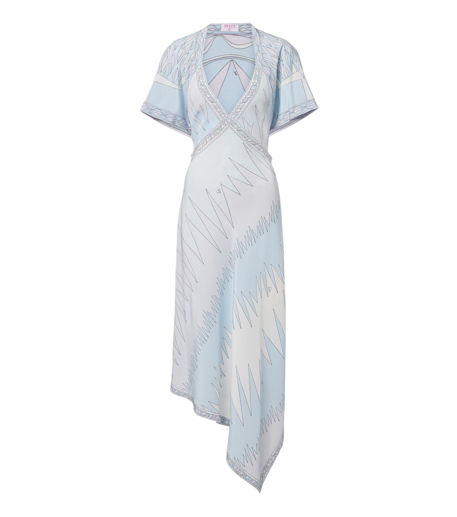 Pucci Vestido midi assimétrico Labirinto em crepe da China de seda