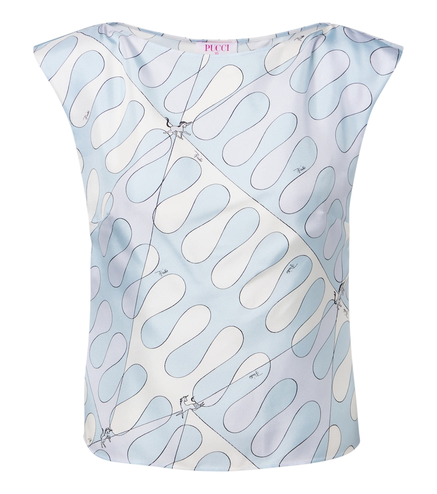 Top de sarga de seda Pucci Leocorno