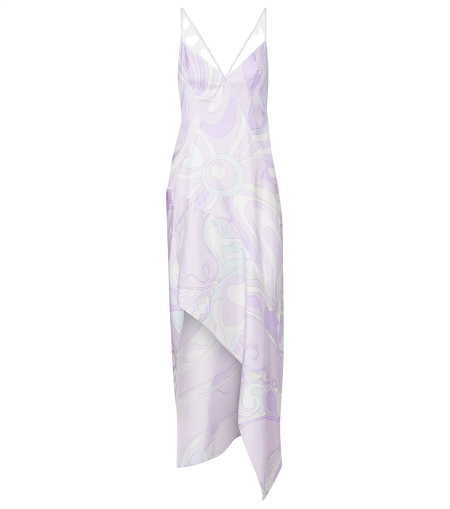 Pucci Marmo asymmetric silk twill maxi dress