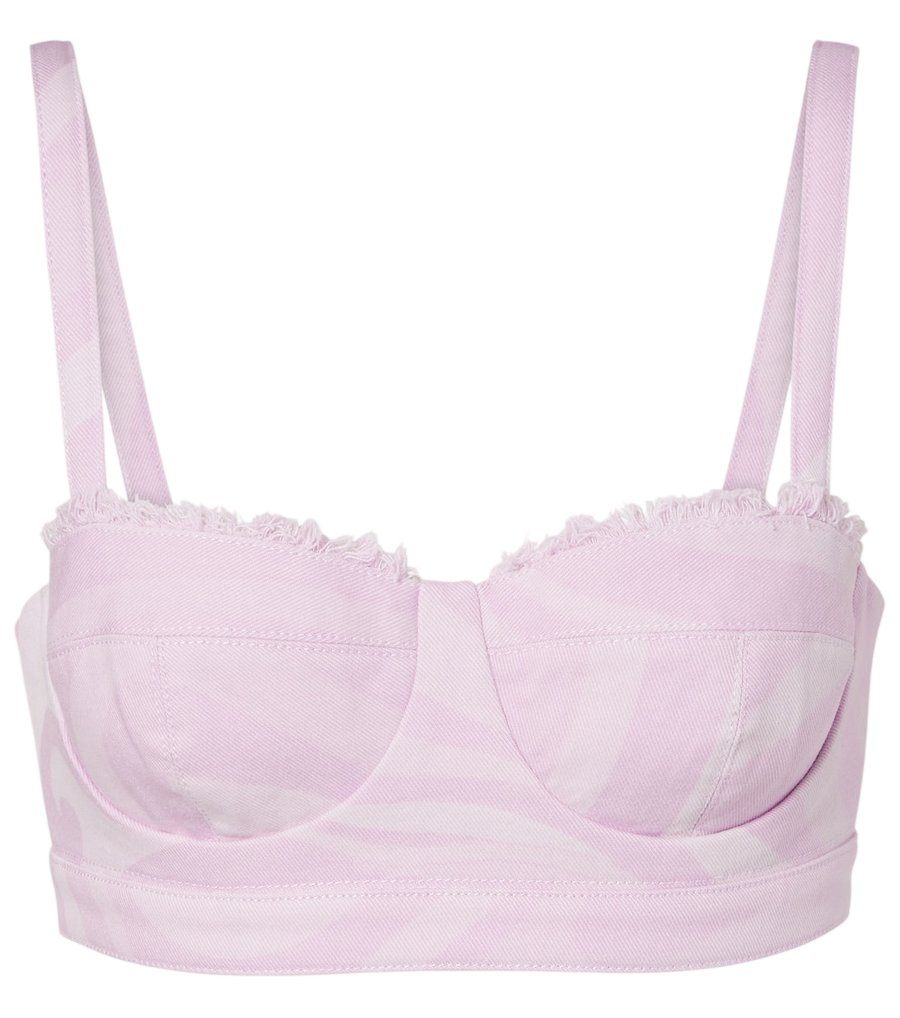 Haut brassière en jean effet vieilli Pucci Marmo