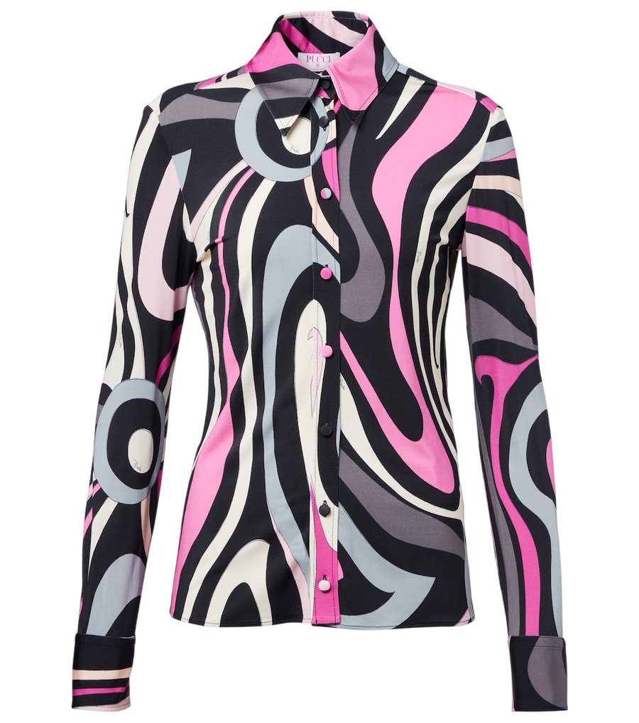Camisa de satén de punto Pucci Marmo