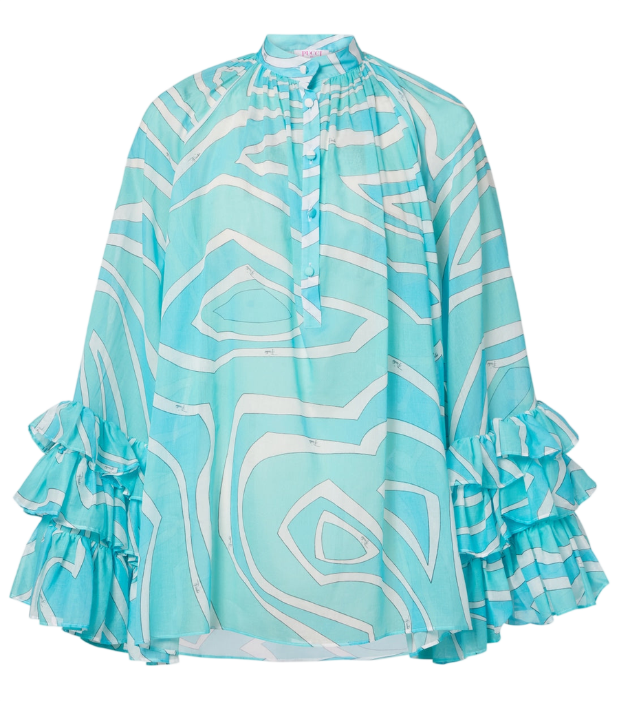 Chemisier à volants en coton Pucci Marmo