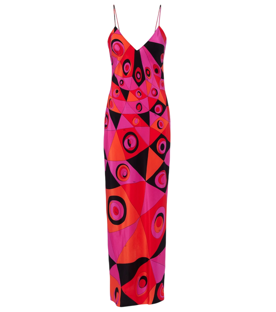 Robe longue en twill de soie Pucci Occhi