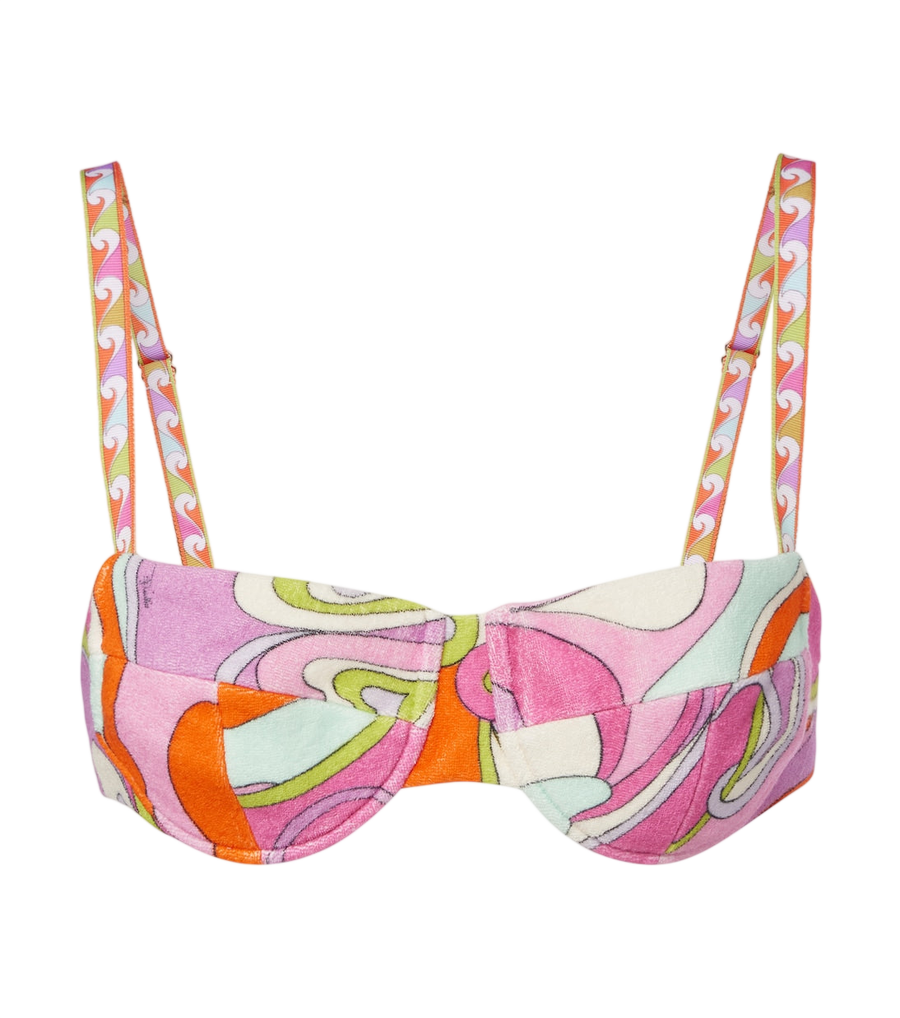 Pucci Orchidee cotton terry bikini top