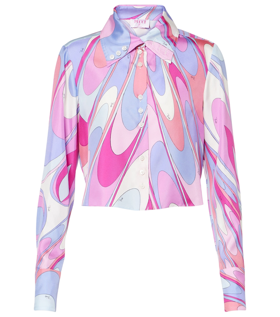 Camisa corta de sarga de seda con estampado Pucci