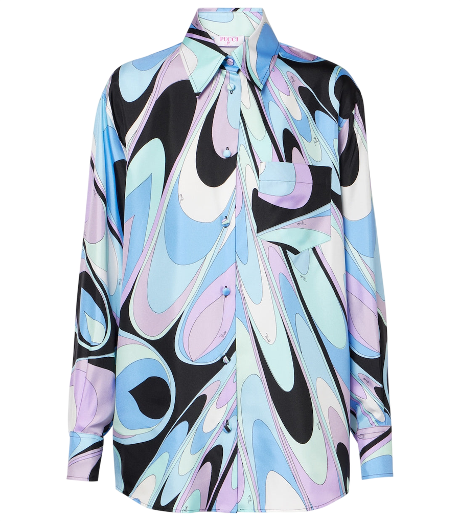 Camisa de pijama de sarga de seda con estampado Pucci