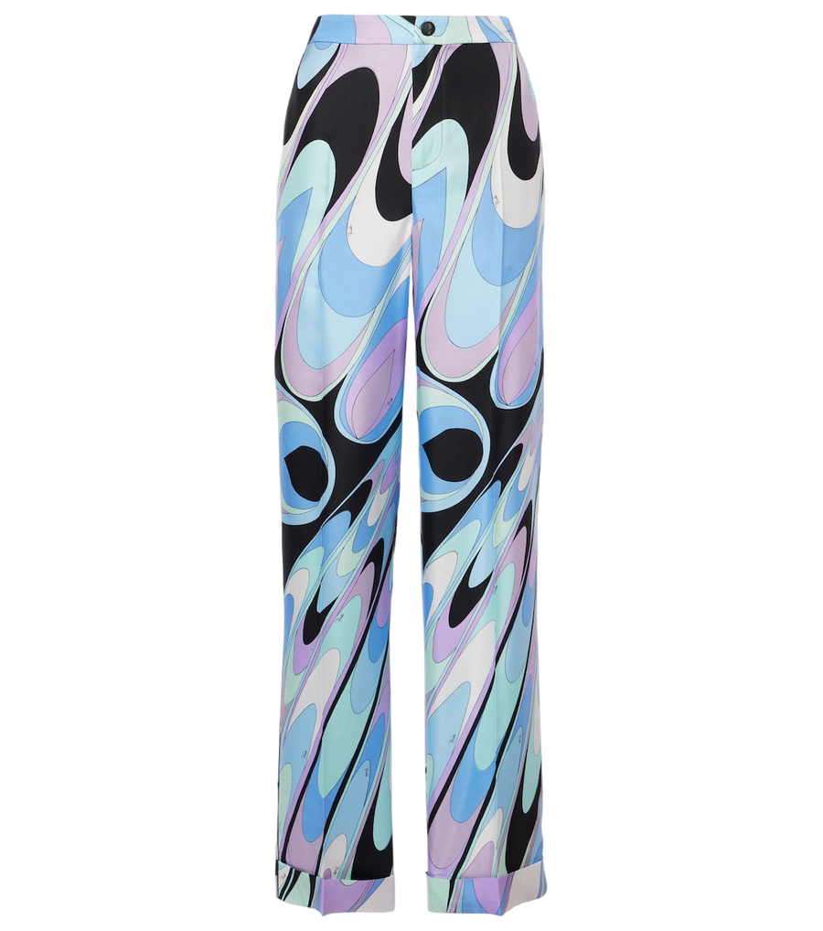 Pucci Printed silk twill wide-leg pants