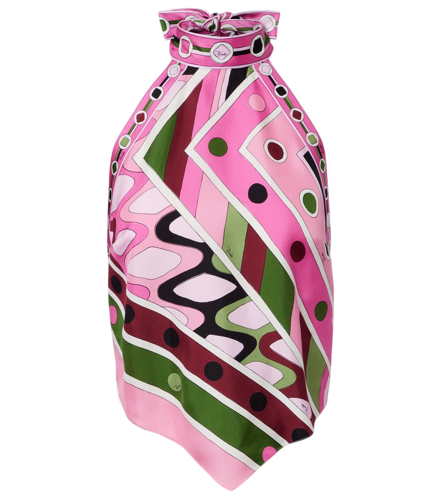 Top con cuello halter de satén de seda Vivara de Pucci