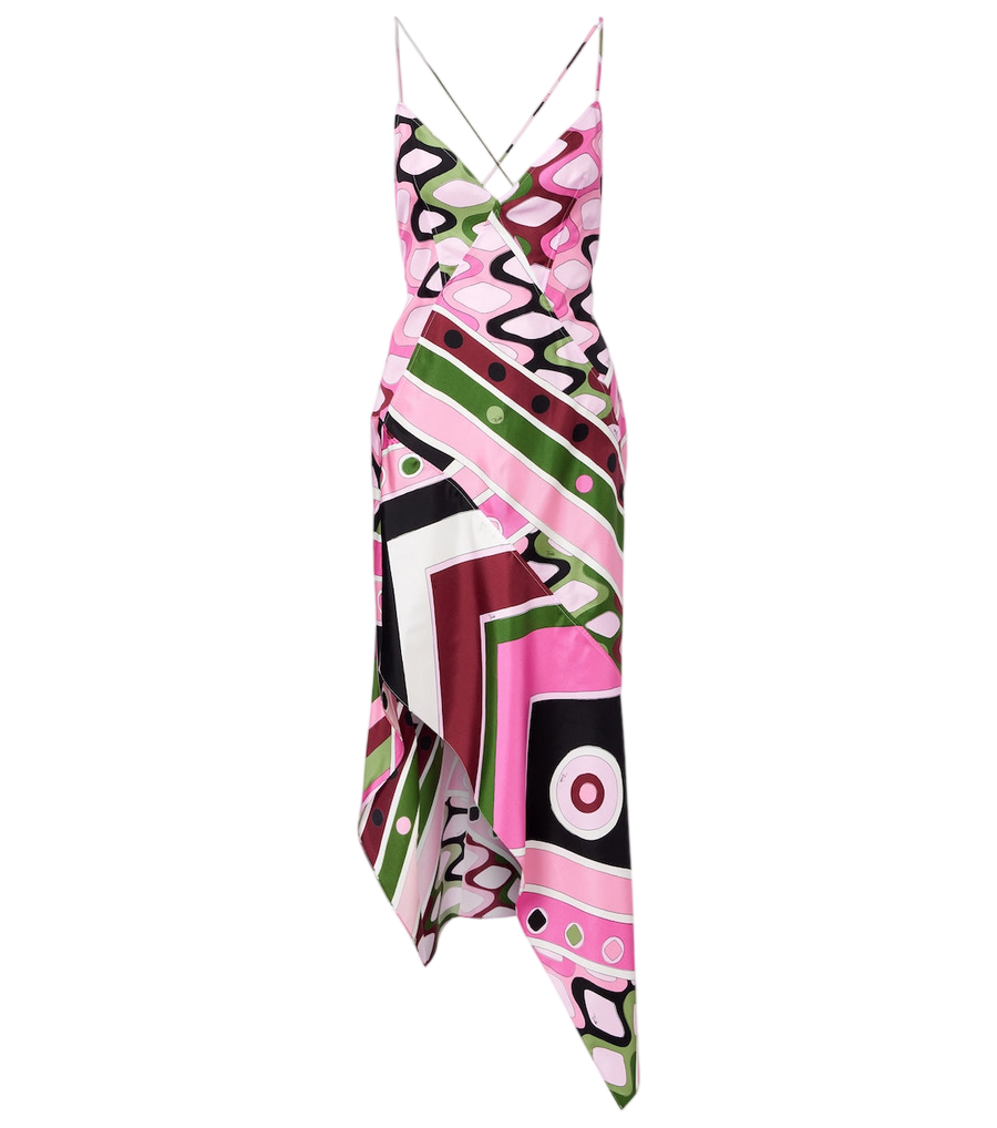 Vestido midi de satén de seda Vivara de Pucci