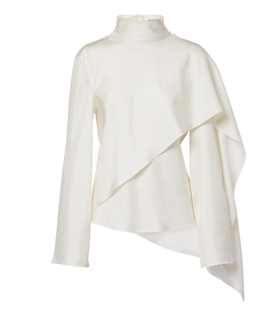 Top de cuello alto en satén de seda Róhe Caped