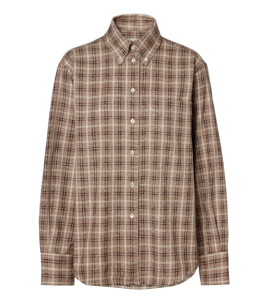 Sobrecamisa de mezcla de algodón y seda bouclé a cuadros de Róhe