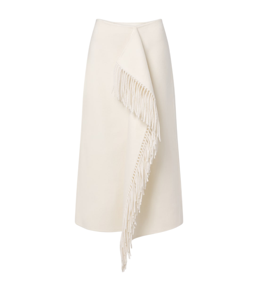 Róhe Fringed wool and cashmere midi skirt