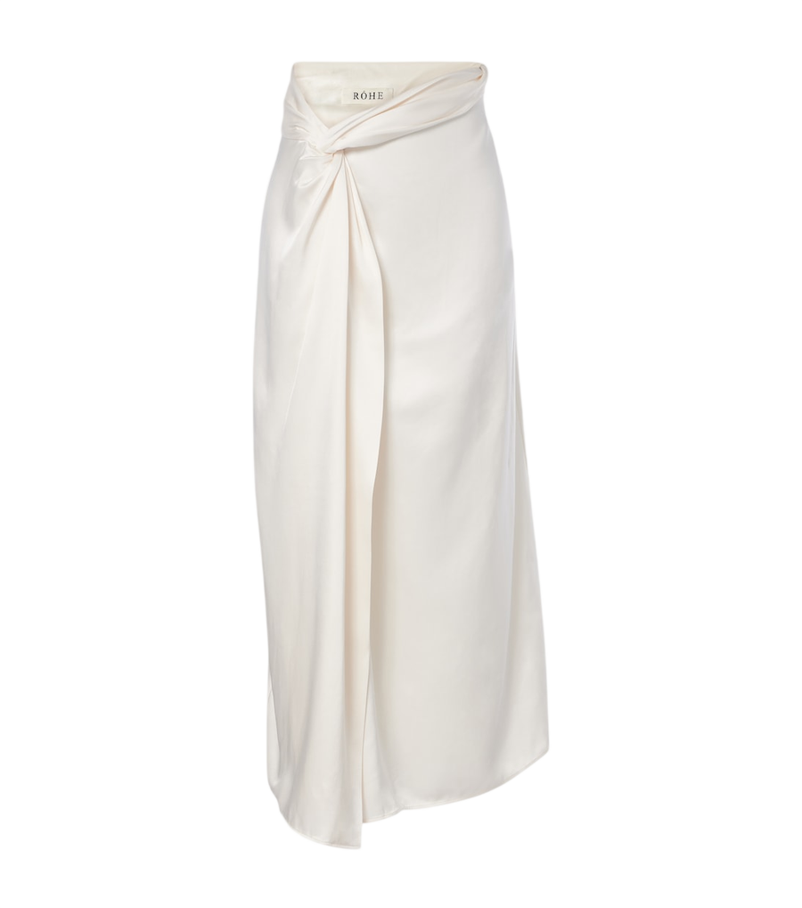 Jupe midi en satin froncé Róhe