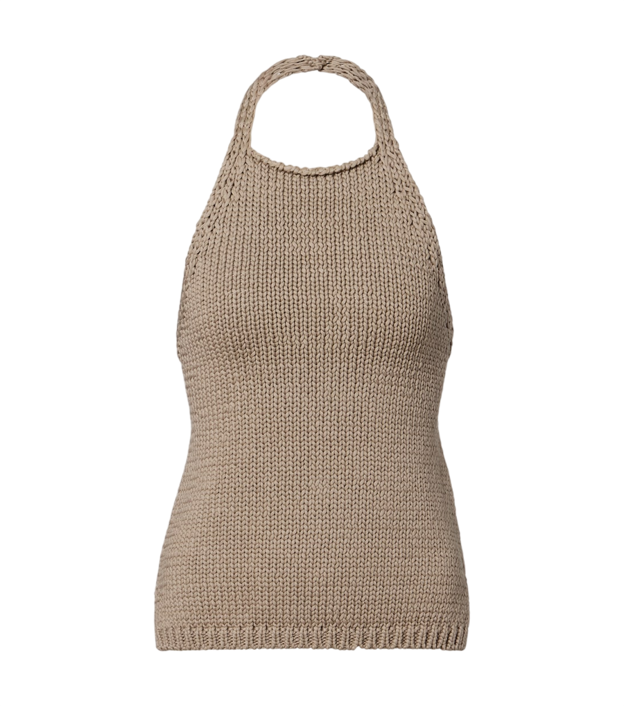 Top de algodón con cuello halter tejido de Róhe