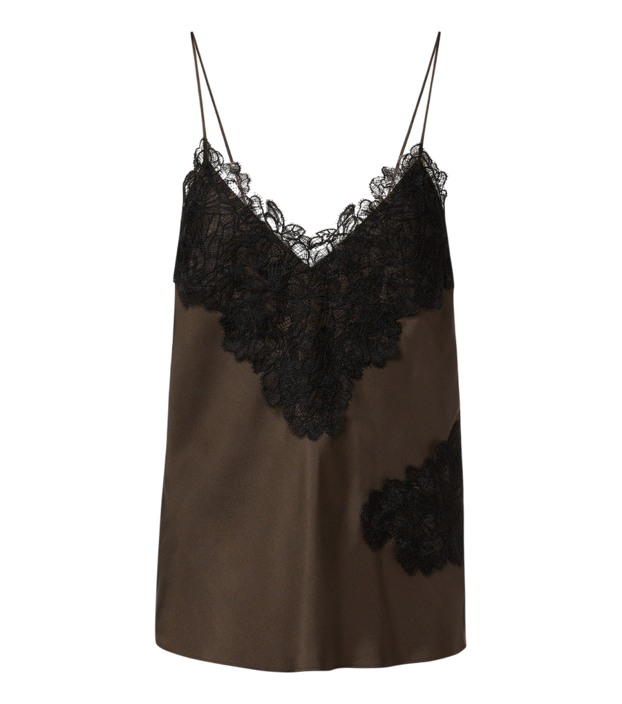 Róhe Camisola de cetim de seda com acabamento em renda