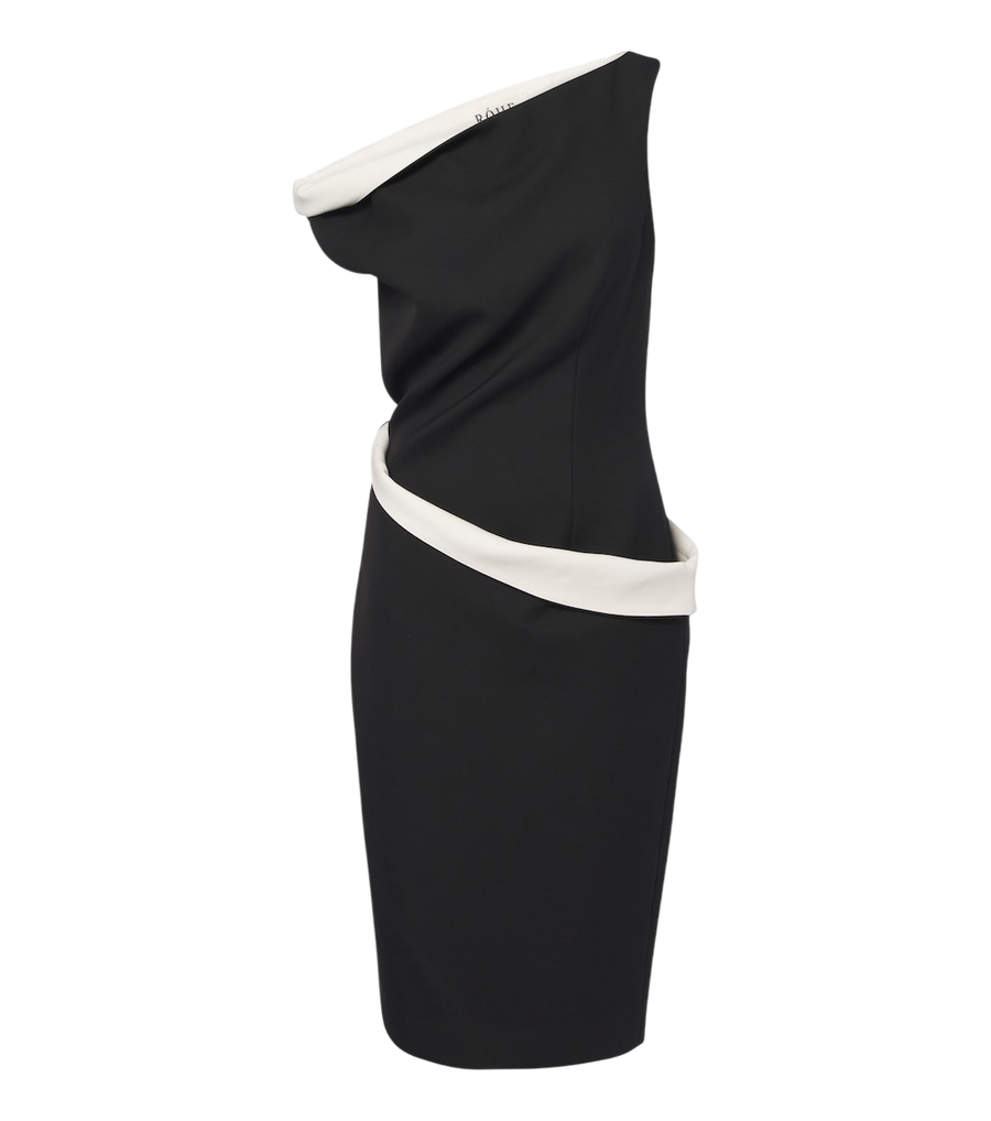 Róhe Paneled one-shoulder wool-blend midi dress