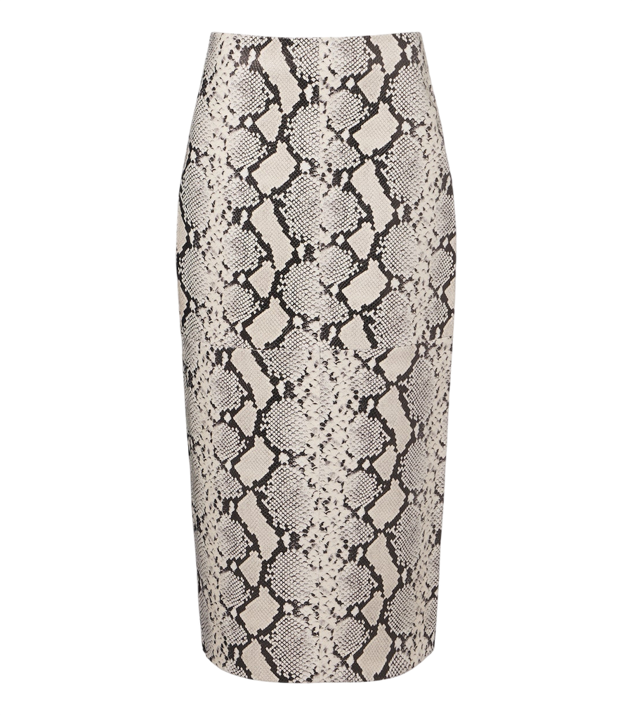 Falda midi de piel con efecto serpiente de Róhe