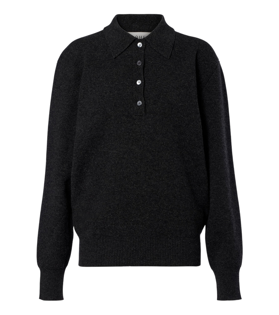 Róhe Wool, cashmere, and silk-blend polo sweater