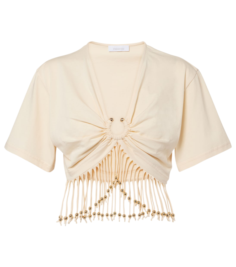 Haut court en jersey de coton orné Rabanne