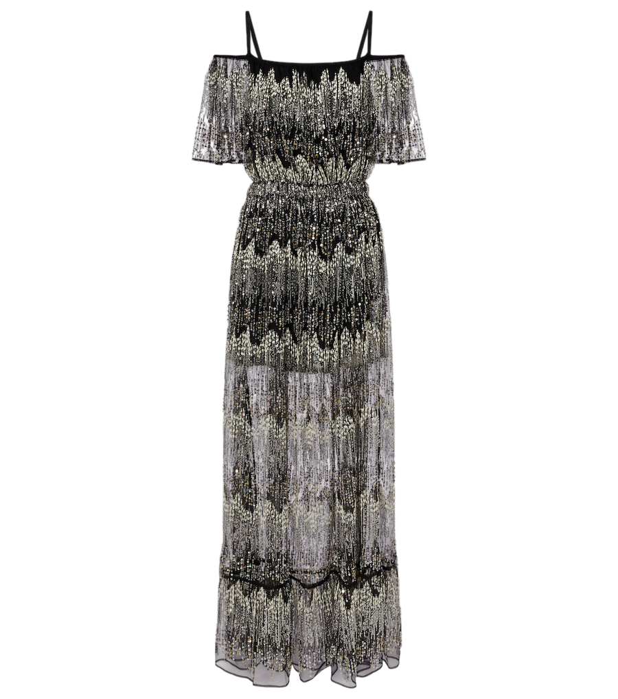 Vestido Rabanne adornado con hombros descubiertos