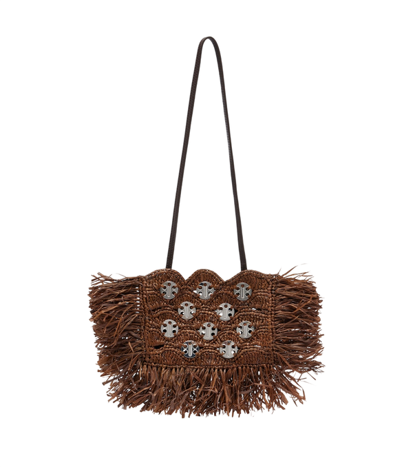 Rabanne Embellished raffia shoulder bag