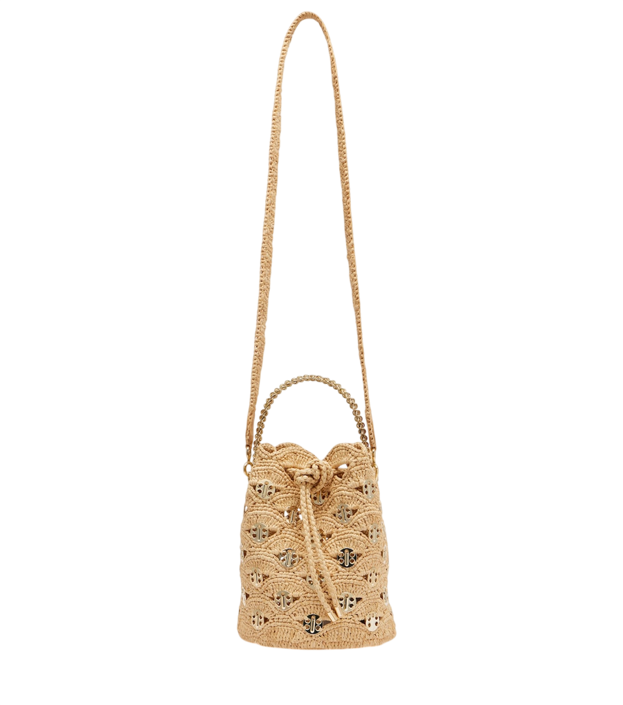 Rabanne Embellished raffia tote bag