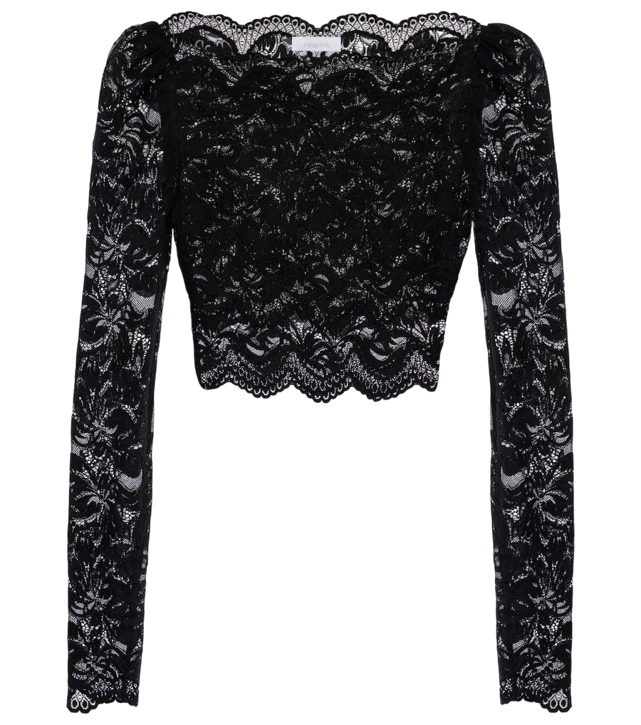 Crop top en dentelle florale Rabanne