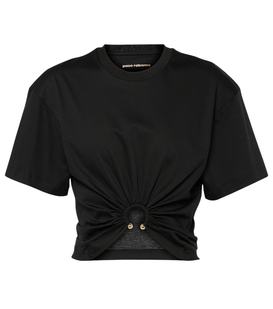 Haut court en jersey de coton froncé Rabanne