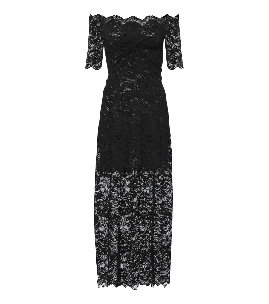 Rabanne Off-shoulder lace midi dress