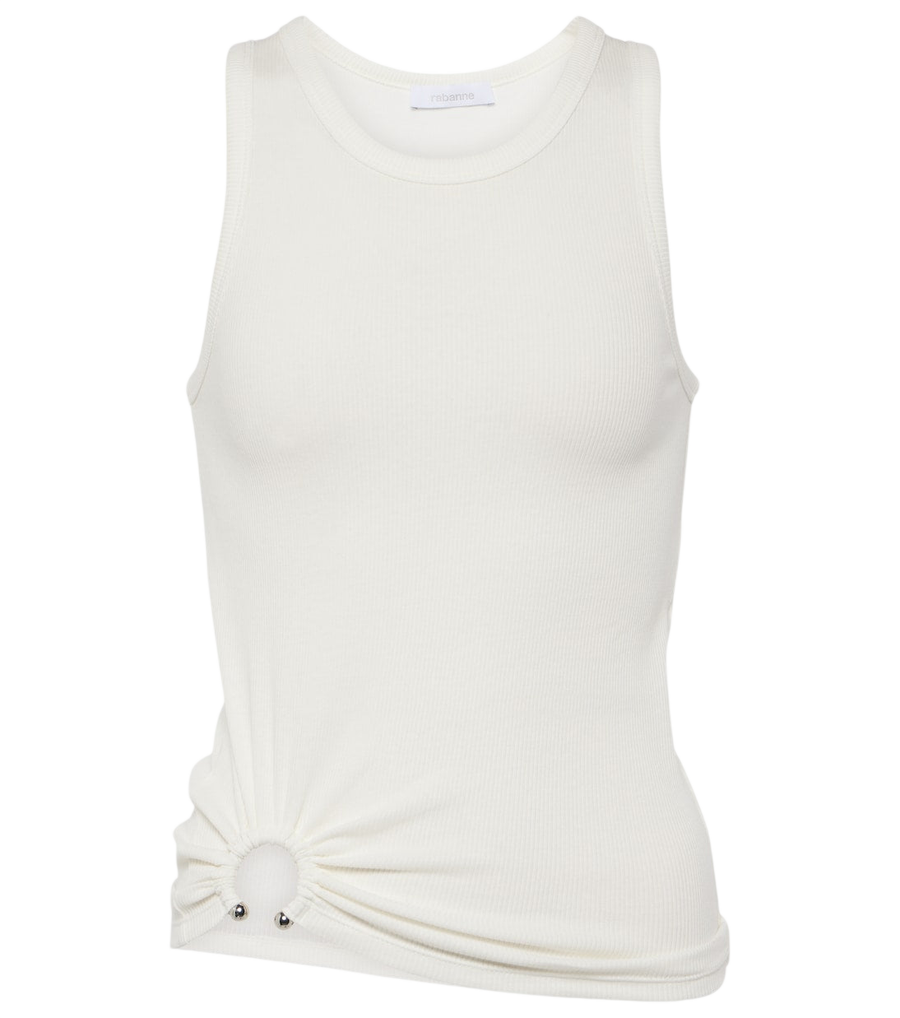 Débardeur en jersey de coton mélangé à détail anneau Rabanne